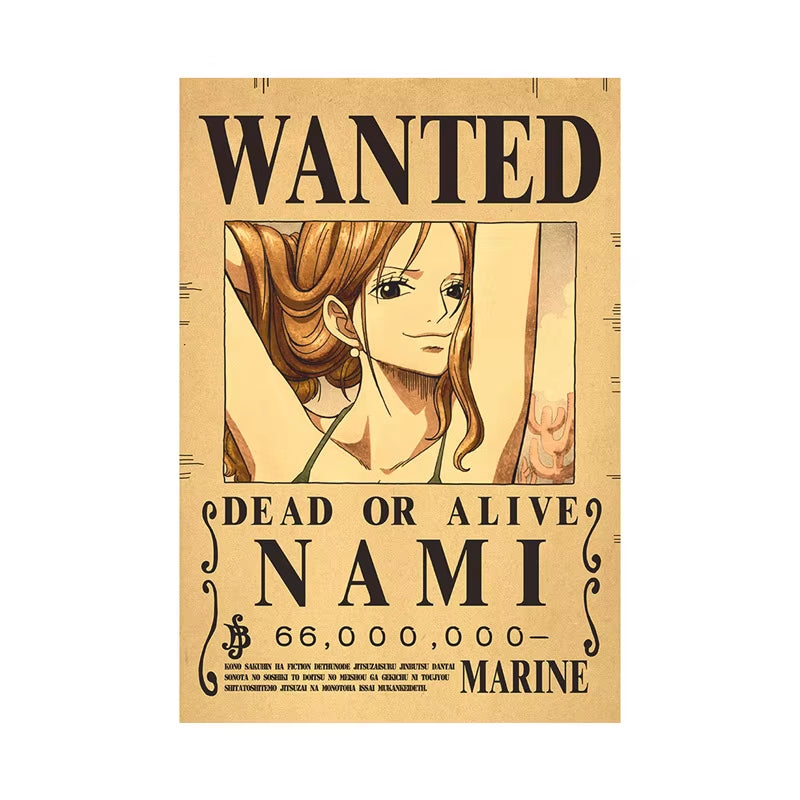 One Piece Luffy Gear 5 Nika Billion Bounty Wanted Posters Four Emperors Anime Action Figures Vintage Wall Decoration Poster Toys