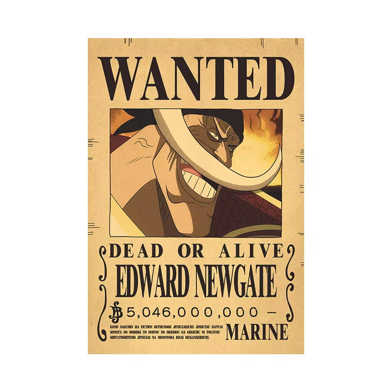 One Piece Luffy Gear 5 Nika Billion Bounty Wanted Posters Four Emperors Anime Action Figures Vintage Wall Decoration Poster Toys