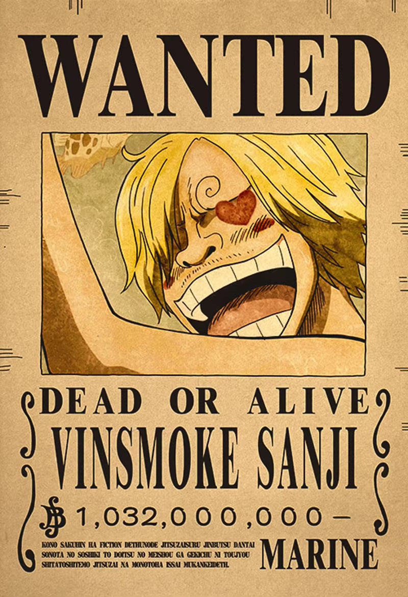 One Piece Luffy Gear 5 Nika Billion Bounty Wanted Posters Four Emperors Anime Action Figures Vintage Wall Decoration Poster Toys