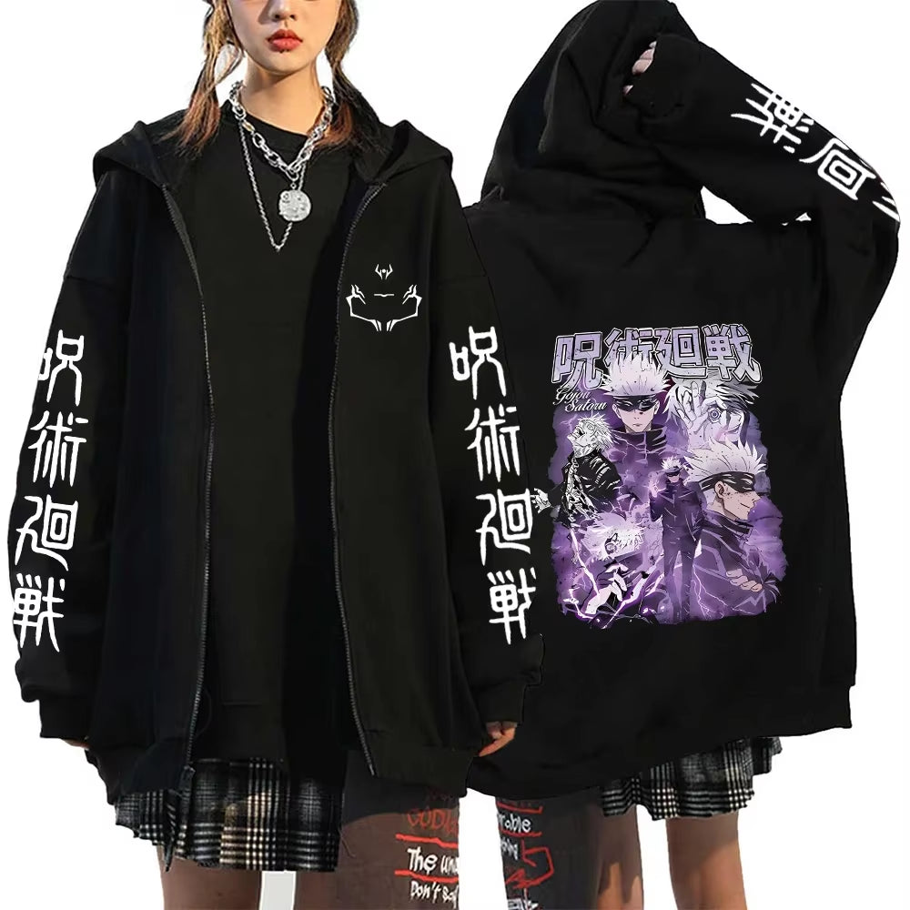 Ryomen Sukuna Graphic Printed Hooded Anime Jujutsu Kaisen Clothes Men Women Zip up Hoodies Harajuku Sweatshirt Casual Zip Jacket