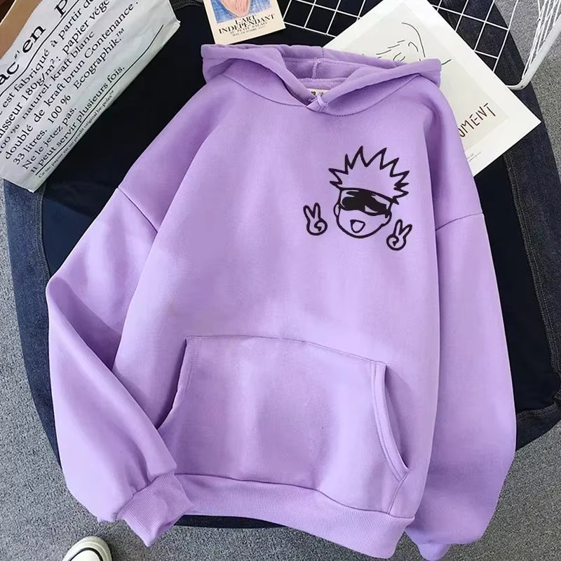 Unisex Jujutsu Kaisen Anime Hoodies Moletons De Grandes Dimensões Dos Desenhos Animadoskawaii Gojo Satoru Graphic Streetwear