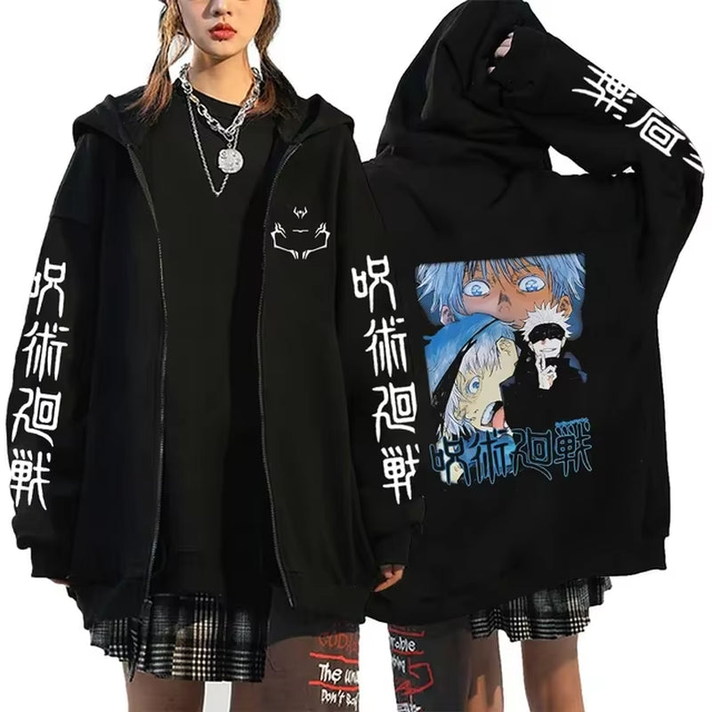 Ryomen Sukuna Graphic Printed Hooded Anime Jujutsu Kaisen Clothes Men Women Zip up Hoodies Harajuku Sweatshirt Casual Zip Jacket