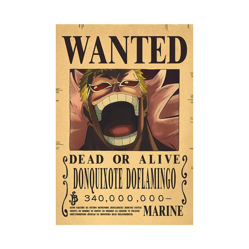 One Piece Luffy Gear 5 Nika Billion Bounty Wanted Posters Four Emperors Anime Action Figures Vintage Wall Decoration Poster Toys