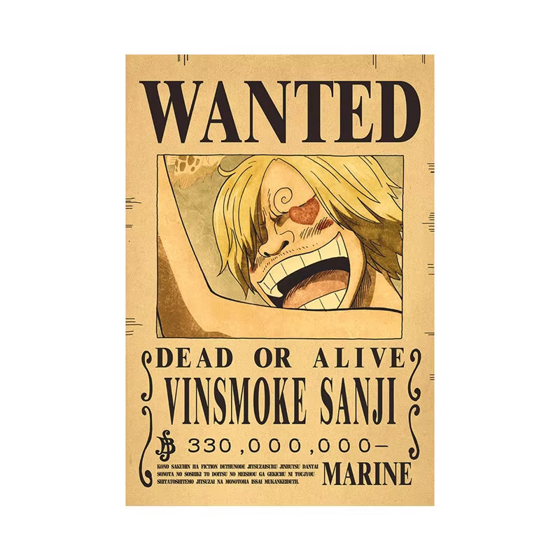One Piece Luffy Gear 5 Nika Billion Bounty Wanted Posters Four Emperors Anime Action Figures Vintage Wall Decoration Poster Toys