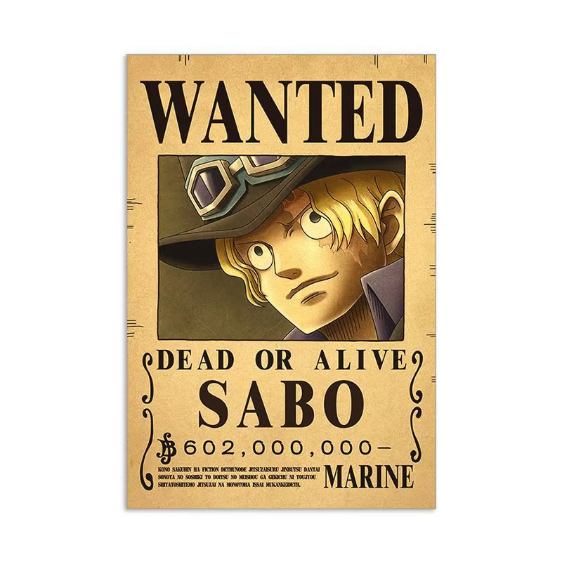 One Piece Luffy Gear 5 Nika Billion Bounty Wanted Posters Four Emperors Anime Action Figures Vintage Wall Decoration Poster Toys