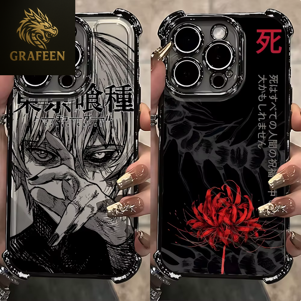 Anime Cool Tokyo Ghoul Plating Phone Case for Iphone 17 16E 16 15 14 13 12 11 Pro Max X XR 7 8 Mini Air plus Anti-Fall Airabag