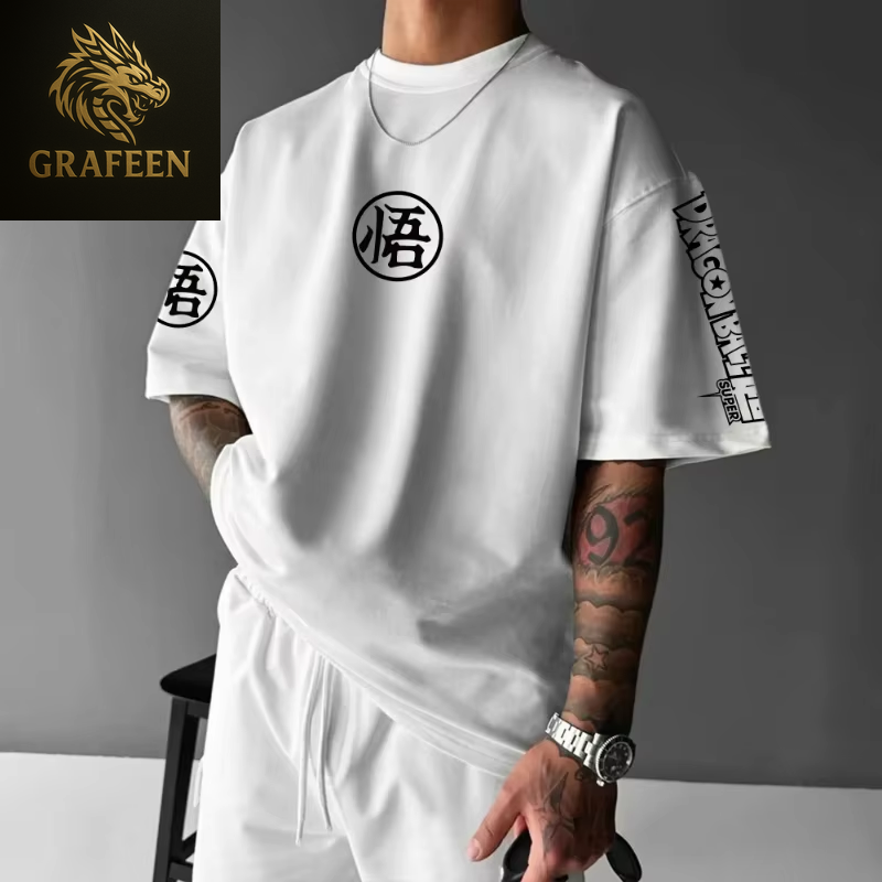 Men'S T-Shirt Dragon Ball Goku Japanese Anime Hot Blood Classic Portrait Cotton Fashion High Street Unisex Harajuku Y2K