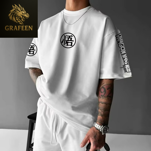 Men'S T-Shirt Dragon Ball Goku Japanese Anime Hot Blood Classic Portrait Cotton Fashion High Street Unisex Harajuku Y2K