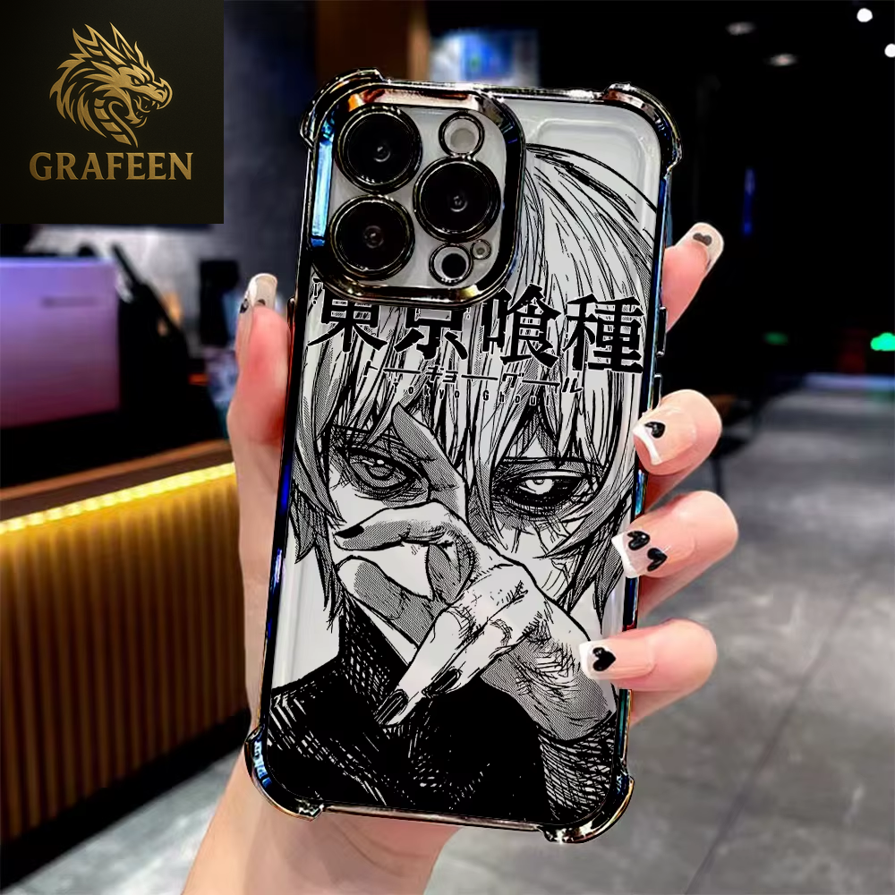 Anime Cool Tokyo Ghoul Plating Phone Case for Iphone 17 16E 16 15 14 13 12 11 Pro Max X XR 7 8 Mini Air plus Anti-Fall Airabag