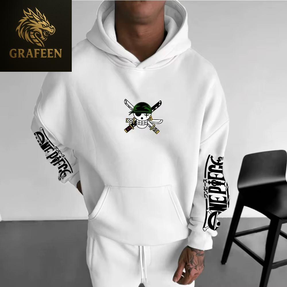 One Piece Mens Hoodie Japanese Anime Autumn Winter Boys Sweatshirt Extra Long Sleeve Parent Child Cotton Hooded Sweatshirt