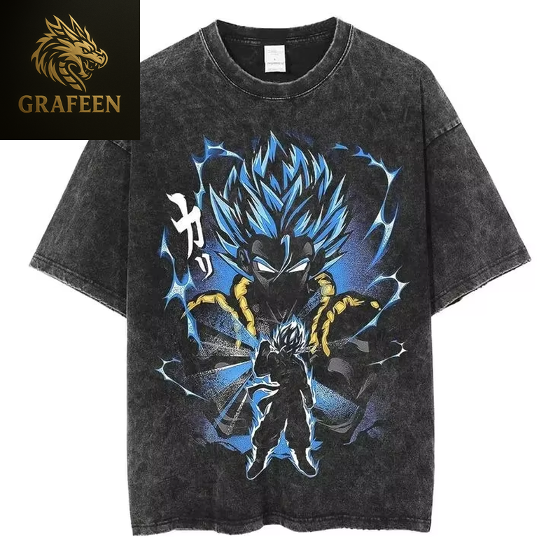 Anime Dragon Ball Cosplay Washed T-Shirt Cotton Short Sleeve Loose Large Casual Sports Fitness T-Shirt Men'S Harajuku Clothing