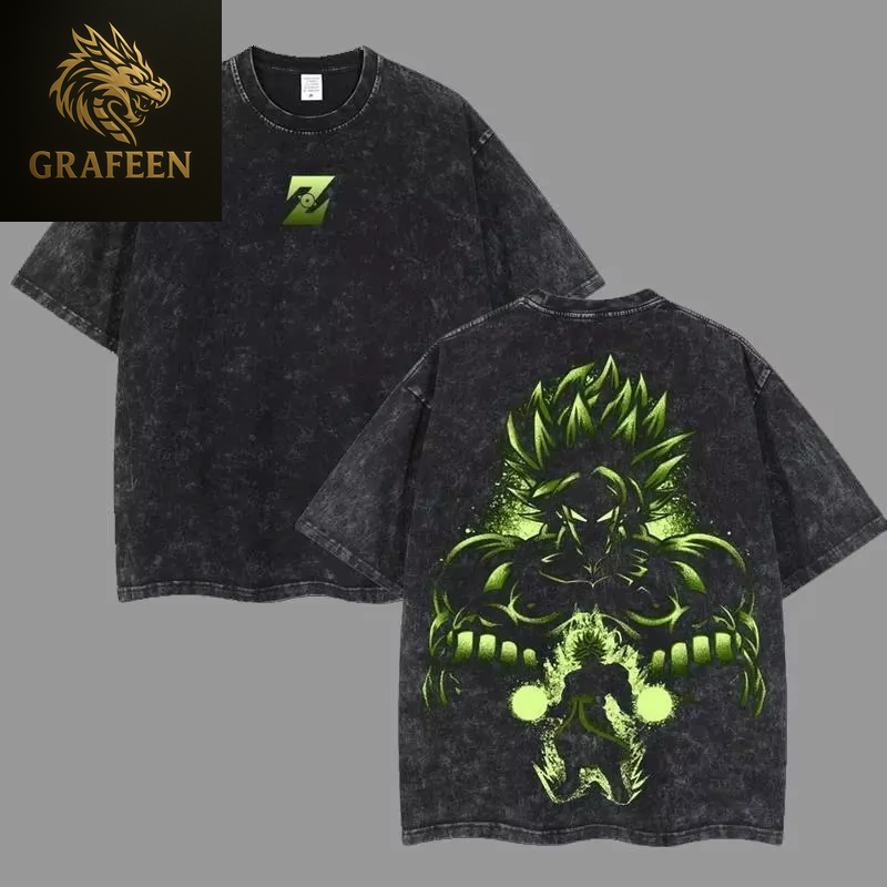 Anime Dragon Ball Cosplay Washed T-Shirt Cotton Short Sleeve Loose Large Casual Sports Fitness T-Shirt Men'S Harajuku Clothing