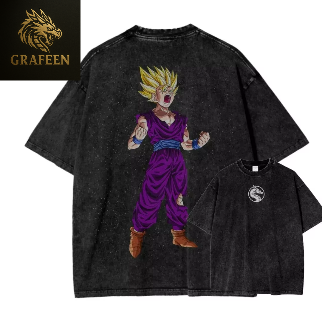 Anime Dragon Ball Cosplay Washed T-Shirt Cotton Short Sleeve Loose Large Casual Sports Fitness T-Shirt Men'S Harajuku Clothing