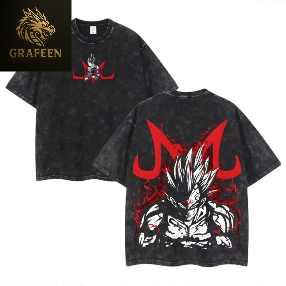 Anime Dragon Ball Cosplay Washed T-Shirt Cotton Short Sleeve Loose Large Casual Sports Fitness T-Shirt Men'S Harajuku Clothing