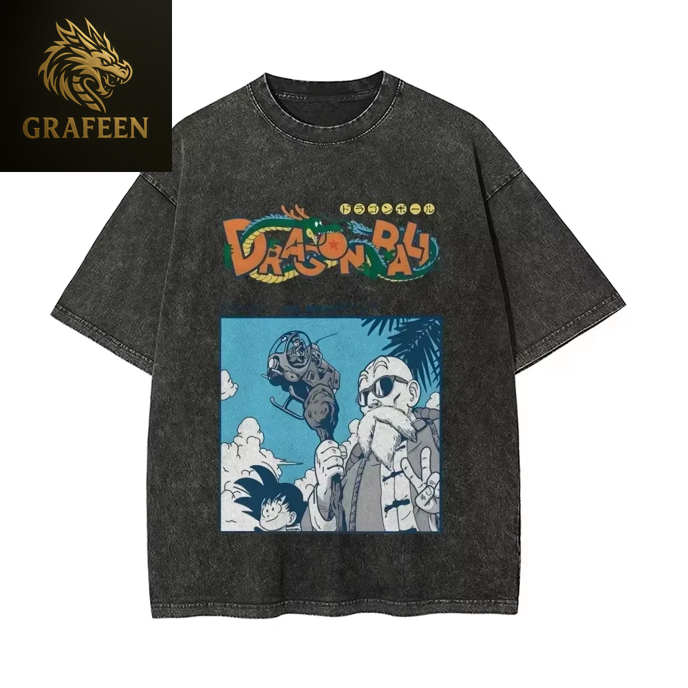 Anime Dragon Ball Cosplay Washed T-Shirt Cotton Short Sleeve Loose Large Casual Sports Fitness T-Shirt Men'S Harajuku Clothing