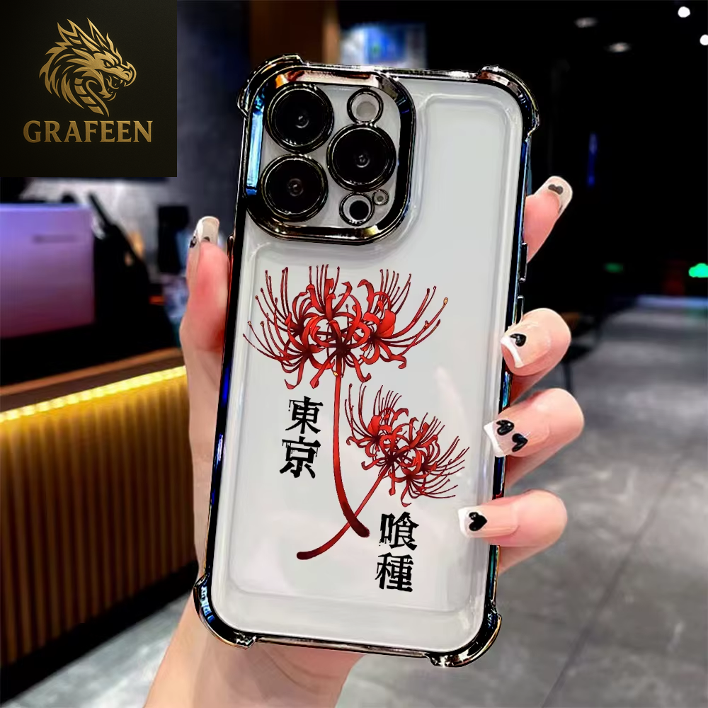 Anime Cool Tokyo Ghoul Plating Phone Case for Iphone 17 16E 16 15 14 13 12 11 Pro Max X XR 7 8 Mini Air plus Anti-Fall Airabag