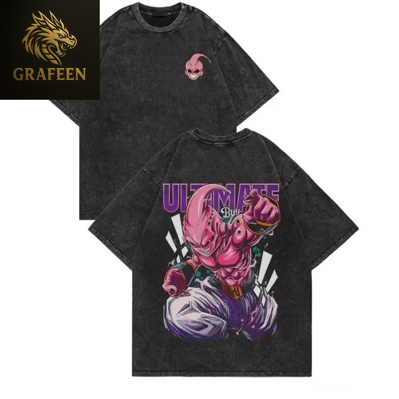 Anime Dragon Ball Cosplay Washed T-Shirt Cotton Short Sleeve Loose Large Casual Sports Fitness T-Shirt Men'S Harajuku Clothing