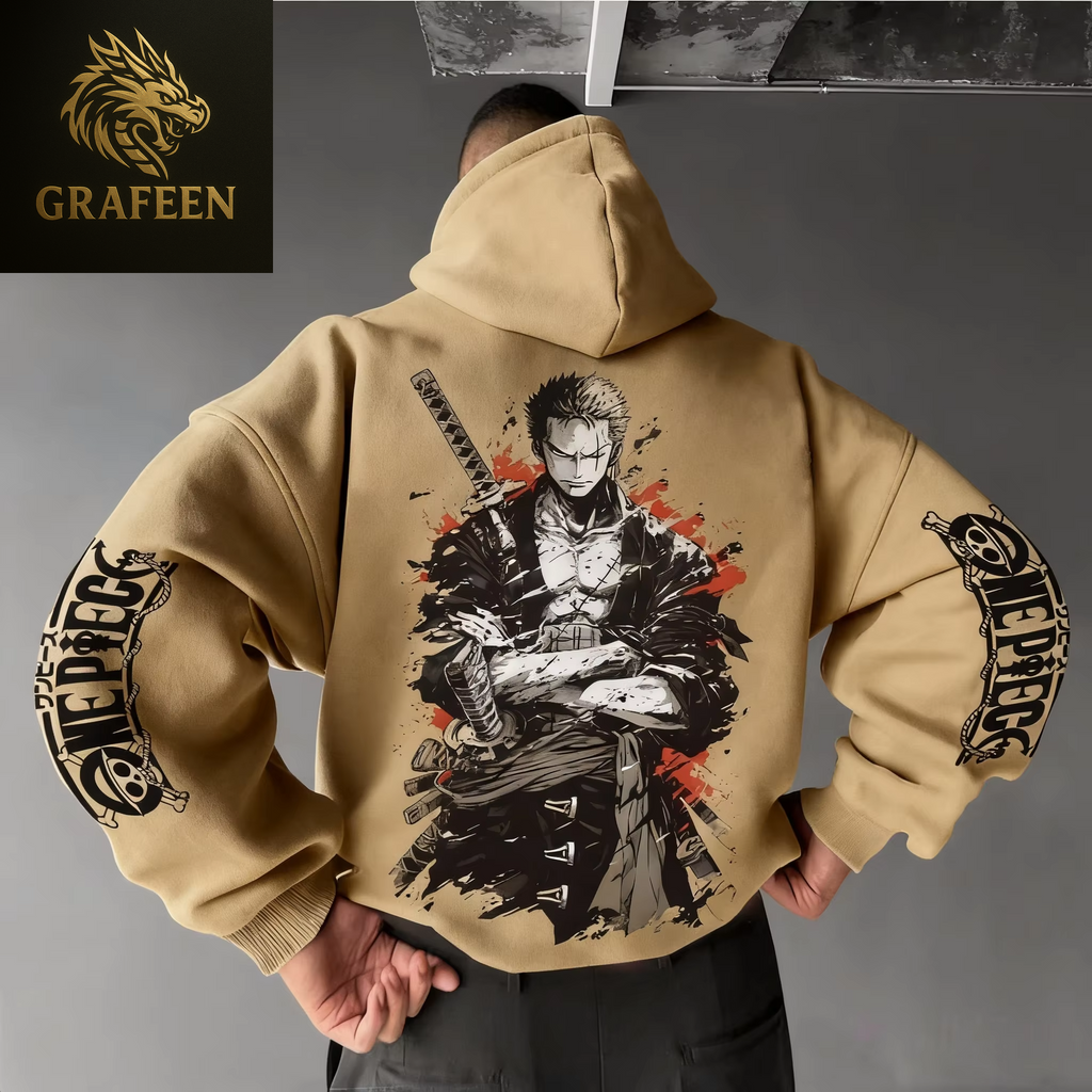 One Piece Mens Hoodie Japanese Anime Autumn Winter Boys Sweatshirt Extra Long Sleeve Parent Child Cotton Hooded Sweatshirt