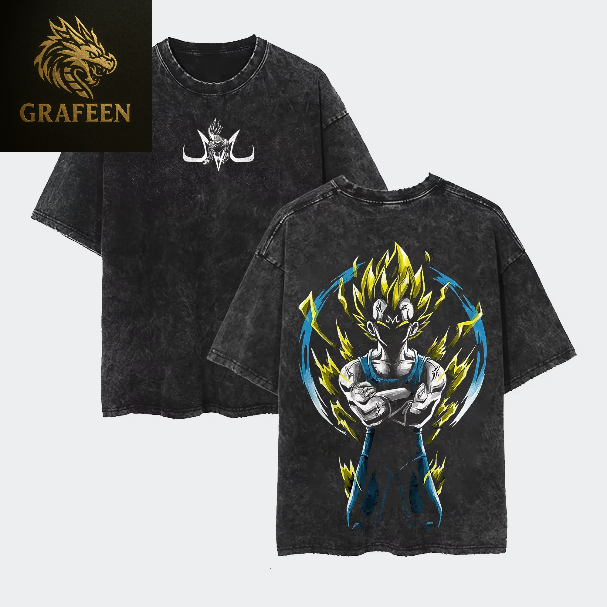 Anime Dragon Ball Cosplay Washed T-Shirt Cotton Short Sleeve Loose Large Casual Sports Fitness T-Shirt Men'S Harajuku Clothing