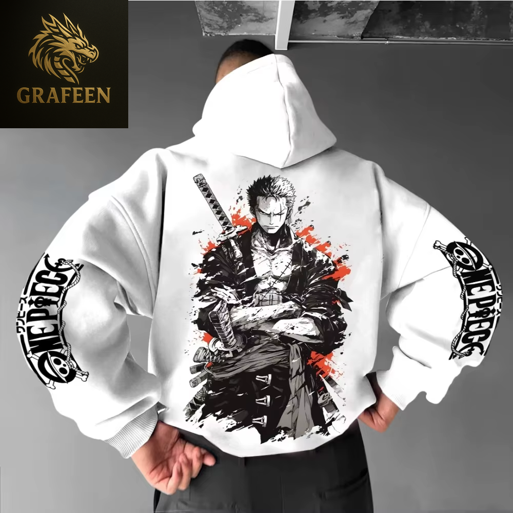 One Piece Mens Hoodie Japanese Anime Autumn Winter Boys Sweatshirt Extra Long Sleeve Parent Child Cotton Hooded Sweatshirt