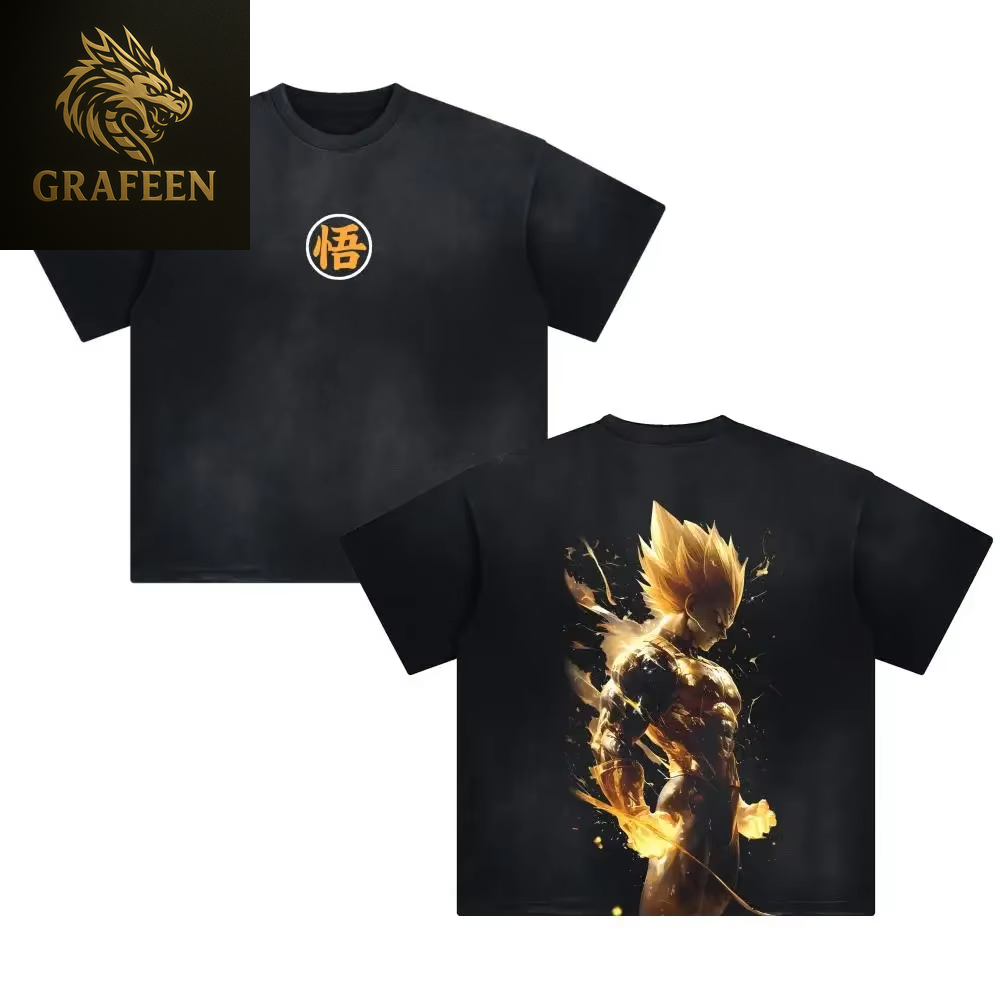 Anime Dragon Ball Cosplay Washed T-Shirt Cotton Short Sleeve Loose Large Casual Sports Fitness T-Shirt Men'S Harajuku Clothing