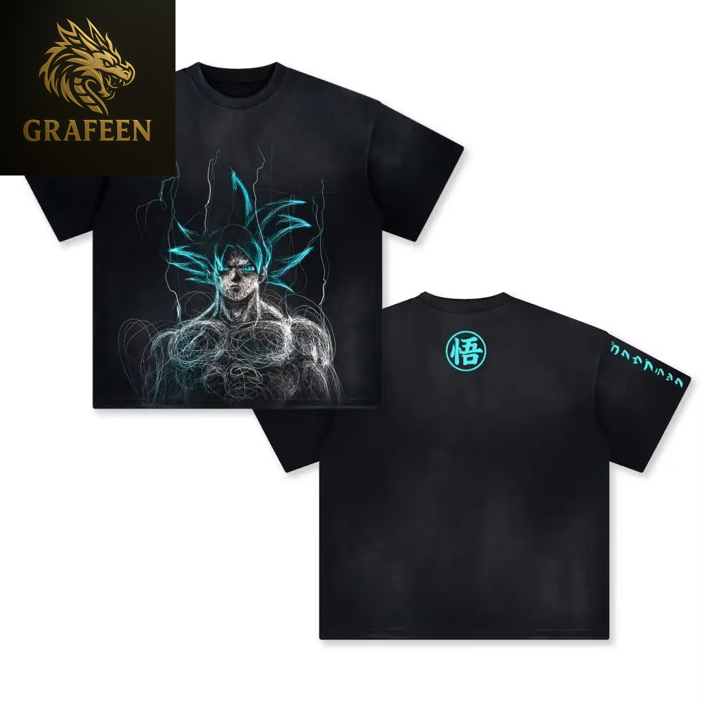 Anime Dragon Ball Cosplay Washed T-Shirt Cotton Short Sleeve Loose Large Casual Sports Fitness T-Shirt Men'S Harajuku Clothing