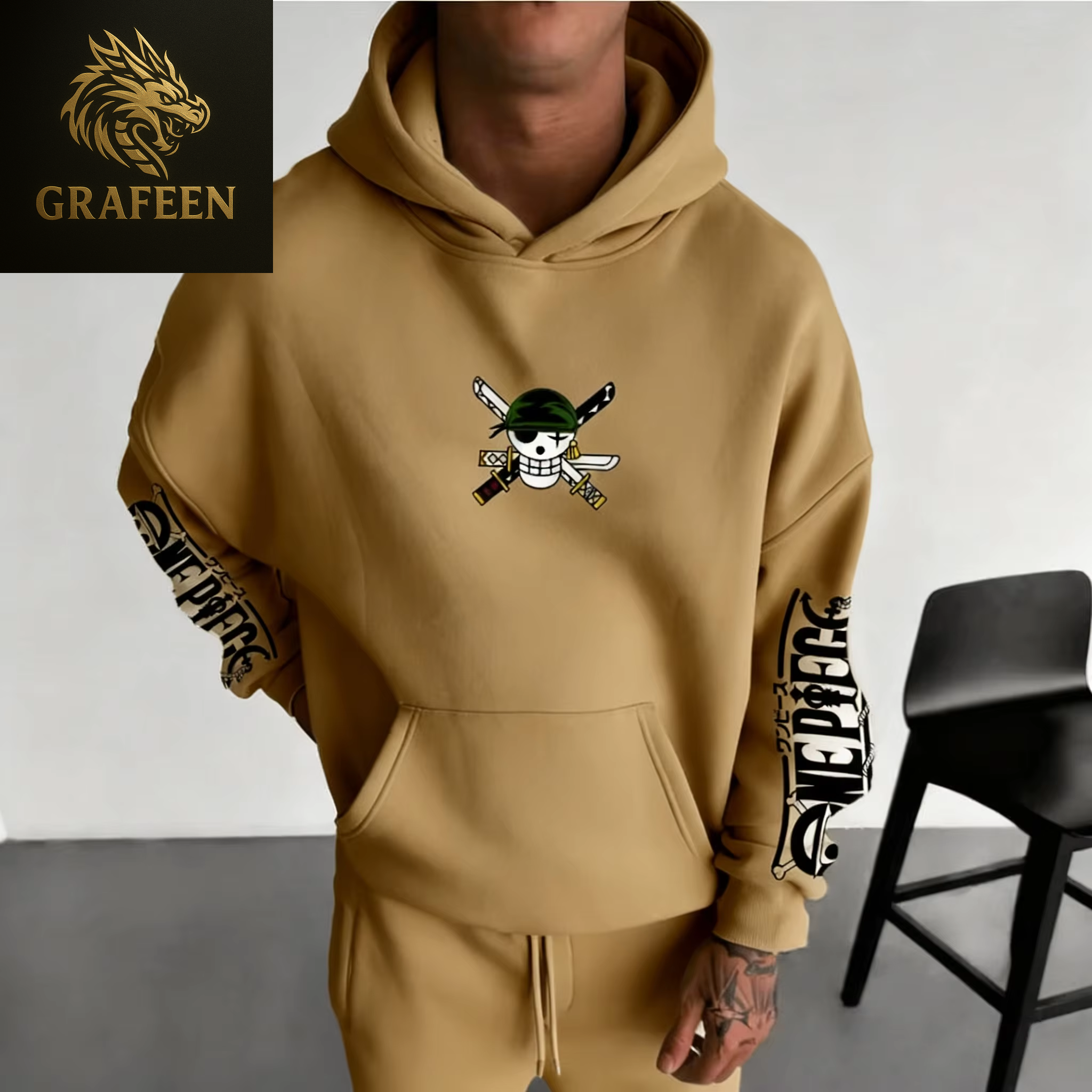 One Piece Mens Hoodie Japanese Anime Autumn Winter Boys Sweatshirt Extra Long Sleeve Parent Child Cotton Hooded Sweatshirt