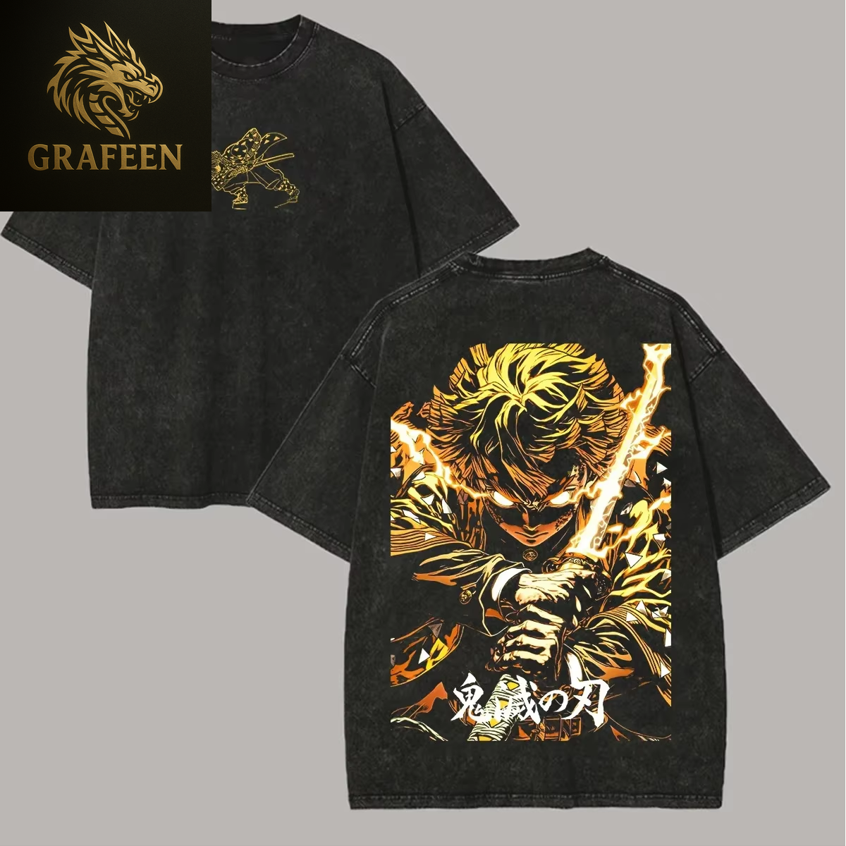 25 New Hot Anime Demon Slayer Agatsuma Zenitsu T-Shirt Men Washed Cotton Casual Loose Harajuku Male Vintage Tees Tops