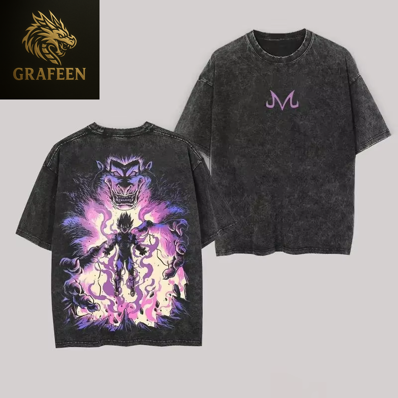 Anime Dragon Ball Cosplay Washed T-Shirt Cotton Short Sleeve Loose Large Casual Sports Fitness T-Shirt Men'S Harajuku Clothing