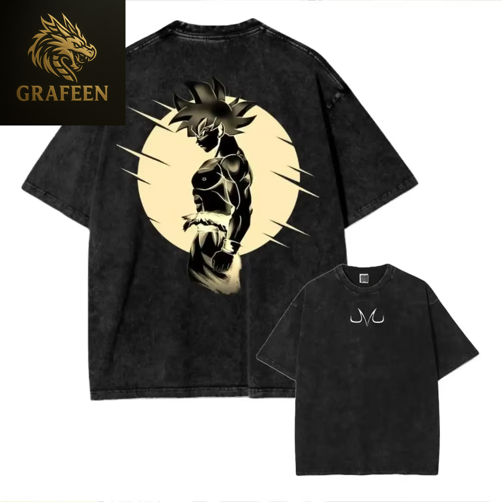 Anime Dragon Ball Cosplay Washed T-Shirt Cotton Short Sleeve Loose Large Casual Sports Fitness T-Shirt Men'S Harajuku Clothing
