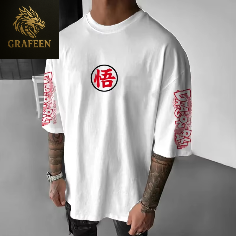 Men'S T-Shirt Dragon Ball Goku Japanese Anime Hot Blood Classic Portrait Cotton Fashion High Street Unisex Harajuku Y2K