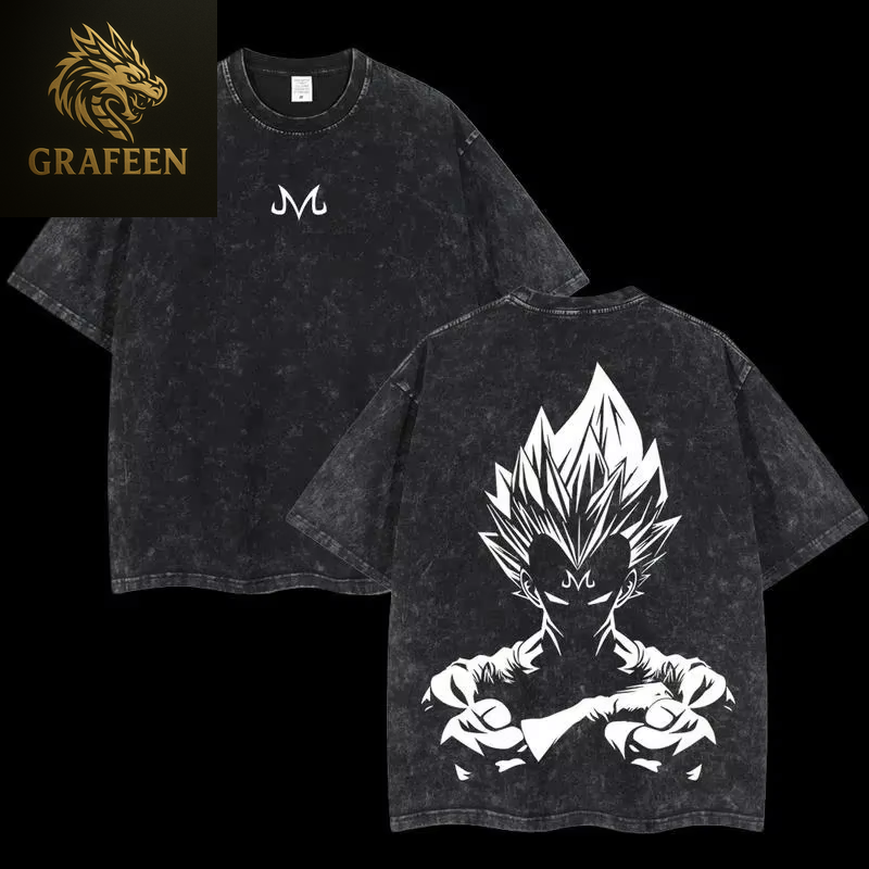 Anime Dragon Ball Cosplay Washed T-Shirt Cotton Short Sleeve Loose Large Casual Sports Fitness T-Shirt Men'S Harajuku Clothing